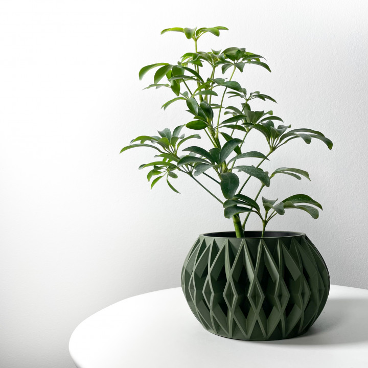 The Orik Planter Pot with Drainage | Tray & Stand Included | Modern and Unique Home Decor for Plants and Succulents  | STL File image