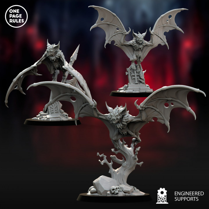 3D Printable Vampiric Giant Bats by One Page Rules