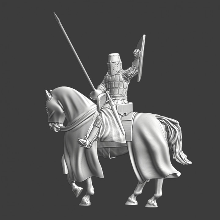 Mounted Medieval Knight - Giving commands with his shield image