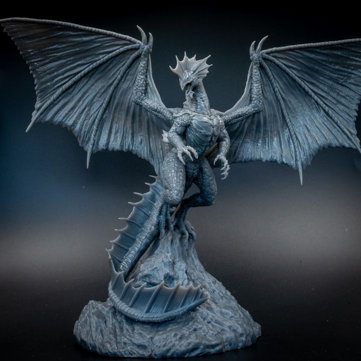 3D Printable Adult Silver Dragon by Aether and Alchemist