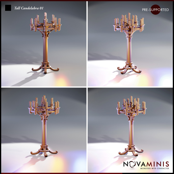 3D Printable Tall Candelabra 01 by NovaMinis