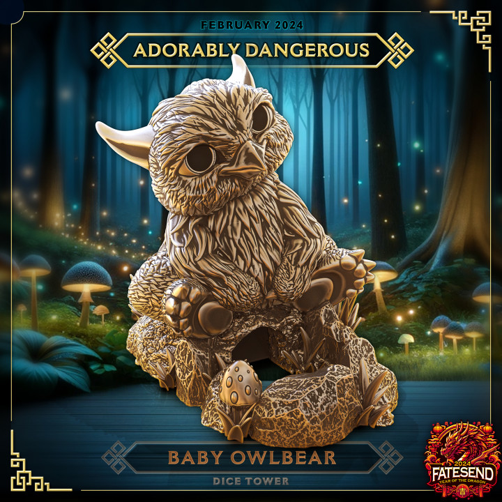 Baby Owlbear Dice Tower - SUPPORT FREE! image
