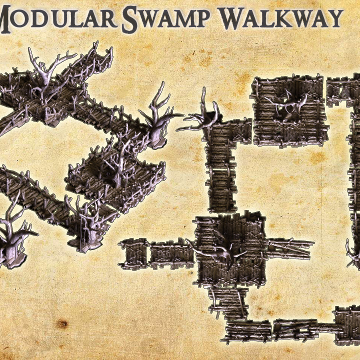 Modular Swamp Walkway - Tabletop Terrain - 28 MM image