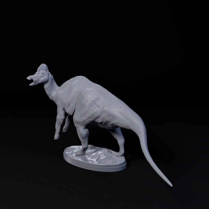 Corythosaurus rear up 1-35 scale pre-supported dinosaur image