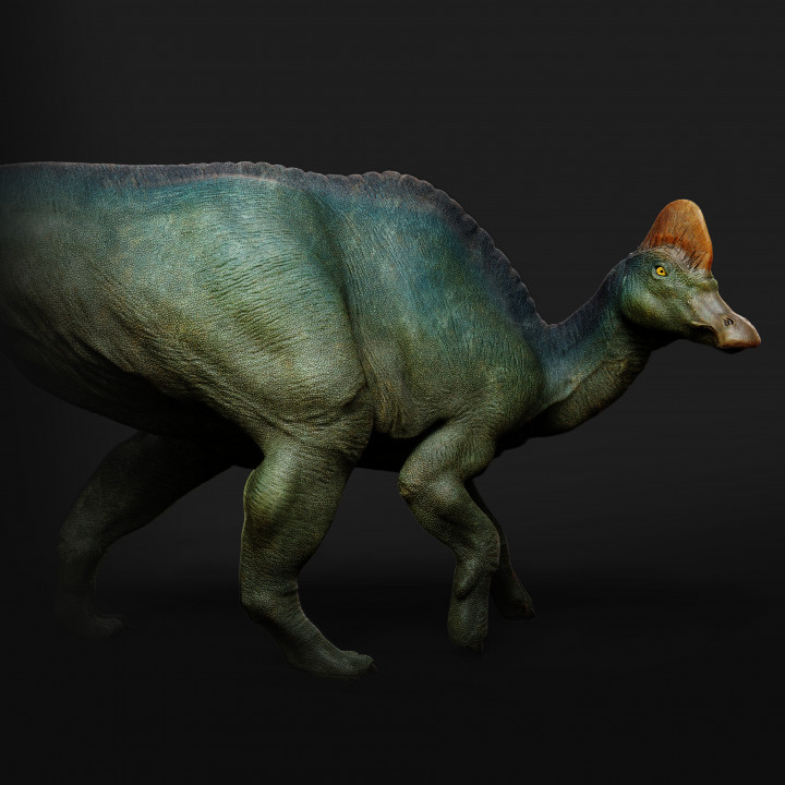 Corythosaurus walking 1-35 scale pre-supported dinosaur image