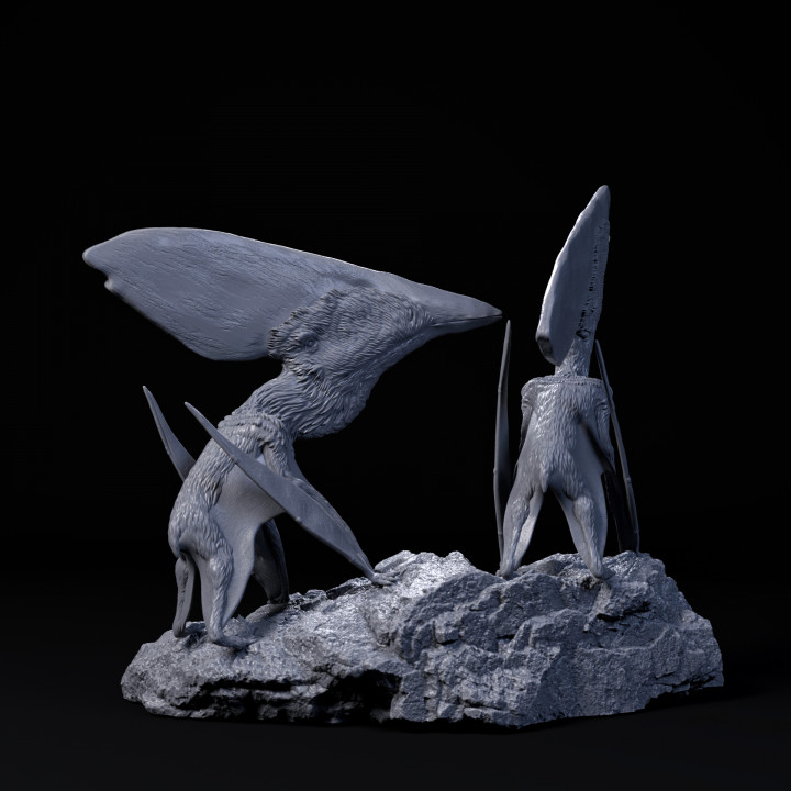 Thalassodromeus eating 1-35 scale pre-supported pterosaur image
