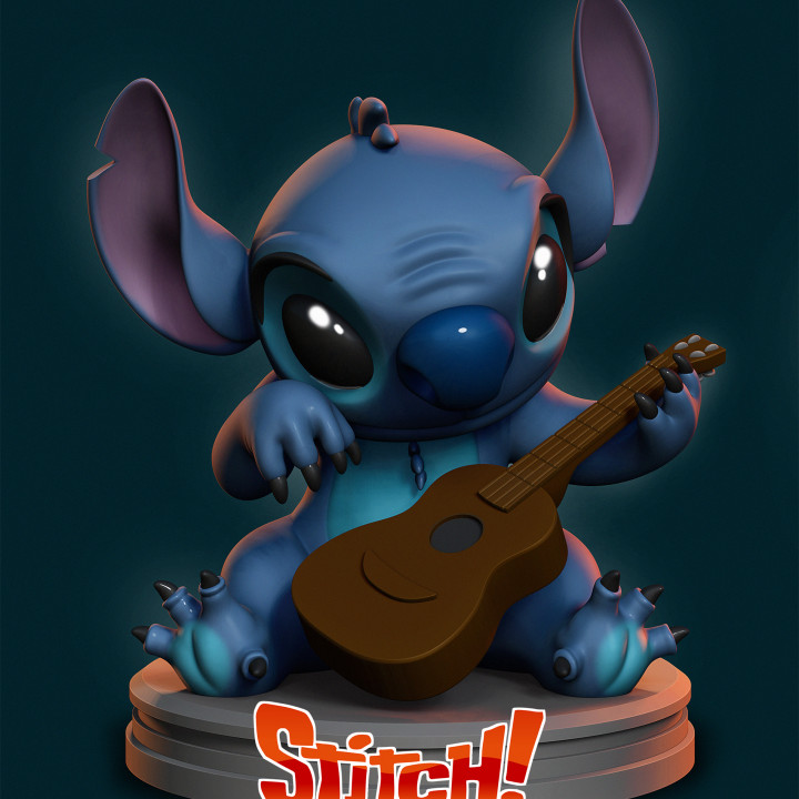 3D Printable Stitch playing guitar by João Vitor Ferreira Lopes