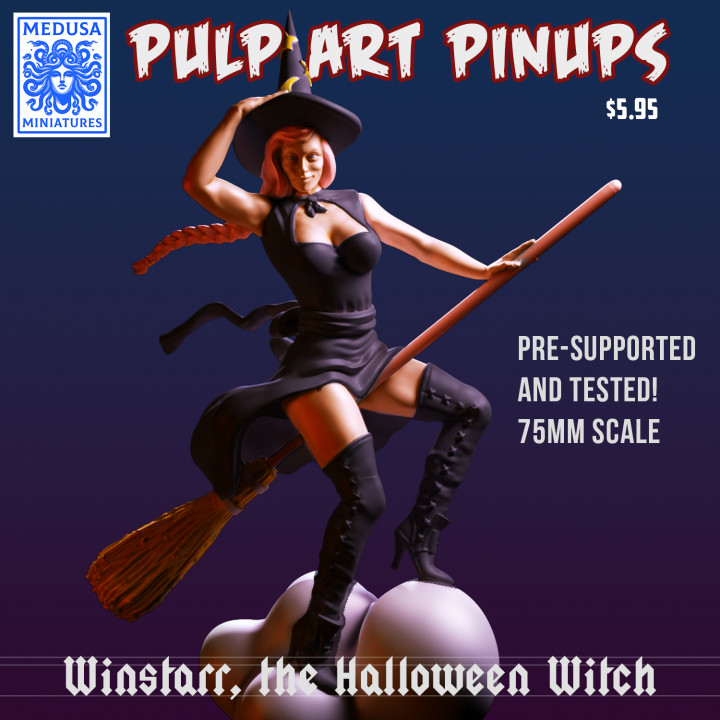 Pulp Art Pinup - Winstarr the Halloween Witch (pre-supported) 75mm image