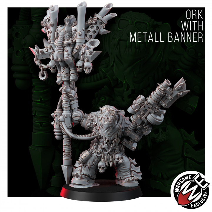 ORK MAD RIDERS BOY WITH METALL BANNER image