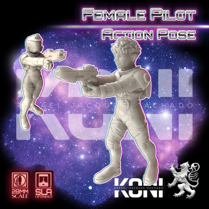 28mm Female Pilot in Action Pose