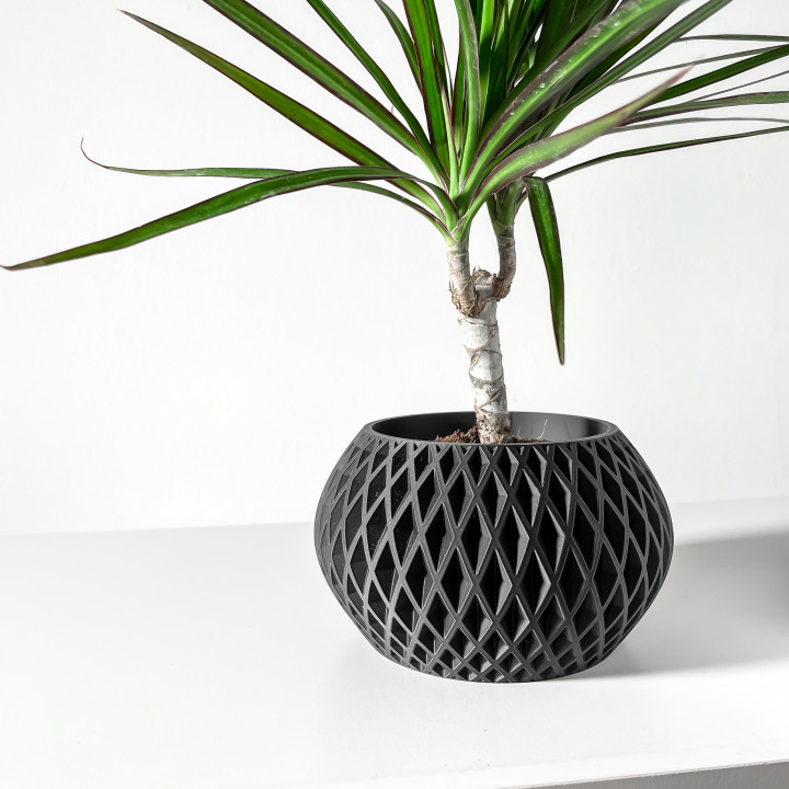 The Gisar Planter Pot with Drainage | Tray & Stand Included | Modern and Unique Home Decor for Plants and Succulents  | STL File image