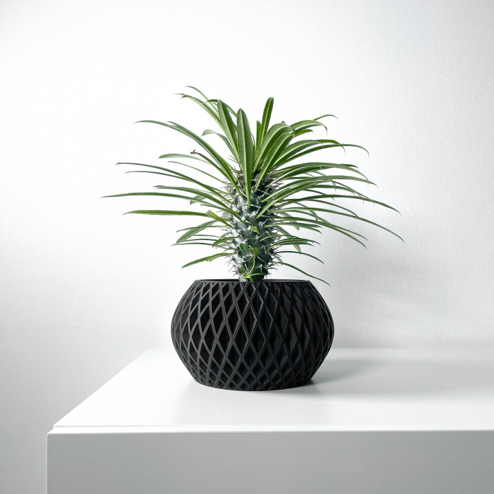The Gisar Planter Pot with Drainage | Tray & Stand Included | Modern and Unique Home Decor for Plants and Succulents  | STL File image