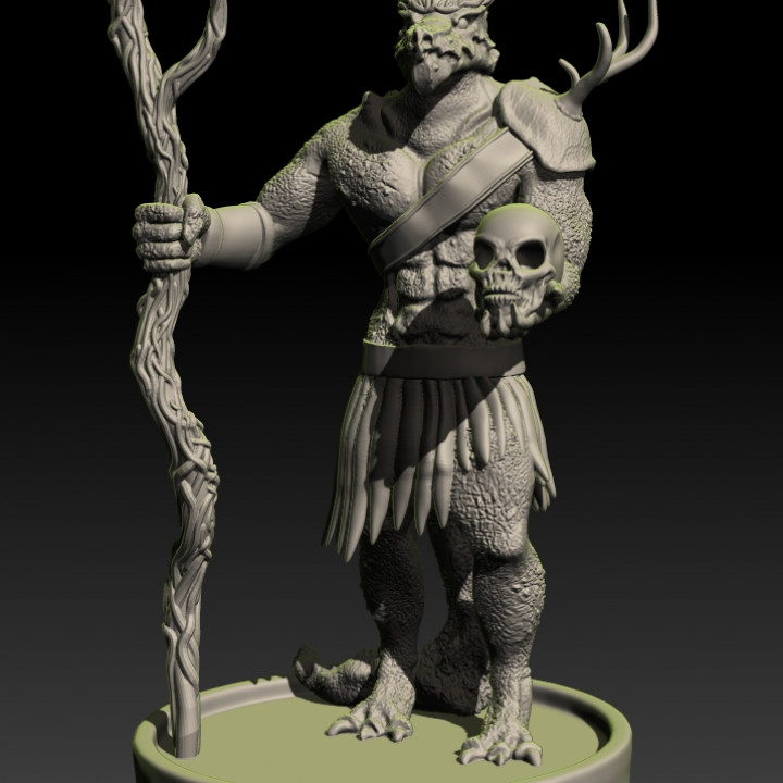 3D Printable Lizardfolk Druid - 32mm by Miklós Patyi