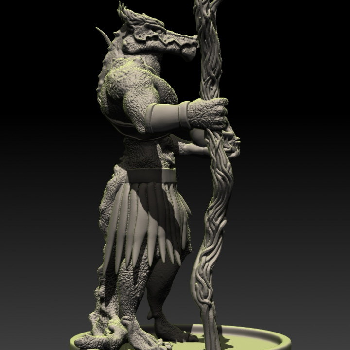 3D Printable Lizardfolk Druid - 32mm by Miklós Patyi