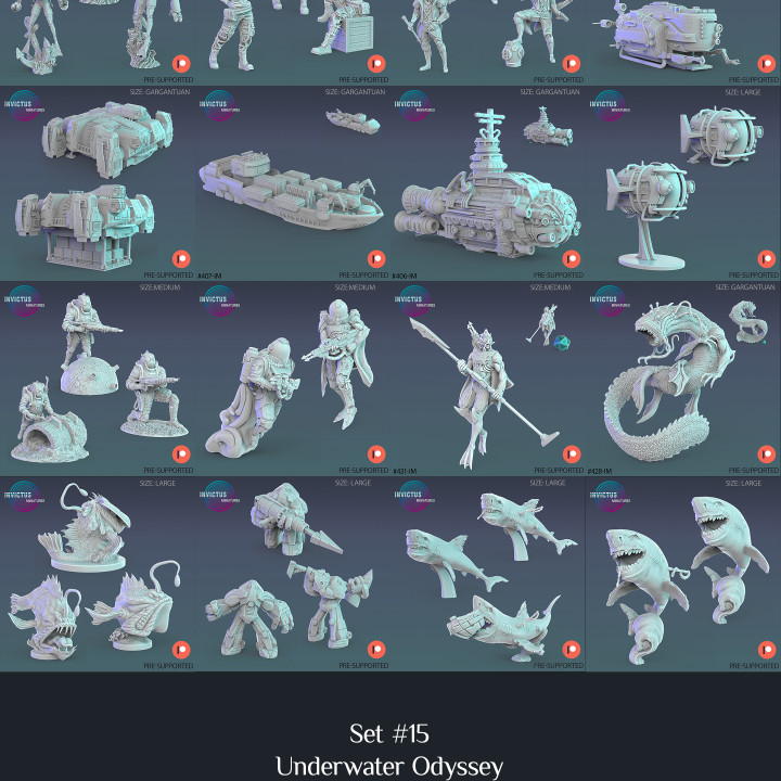 Underwater Odyssey Set / Water & Sea Monster Encounter / Diver & Ocean Collection / Pre-Supported image
