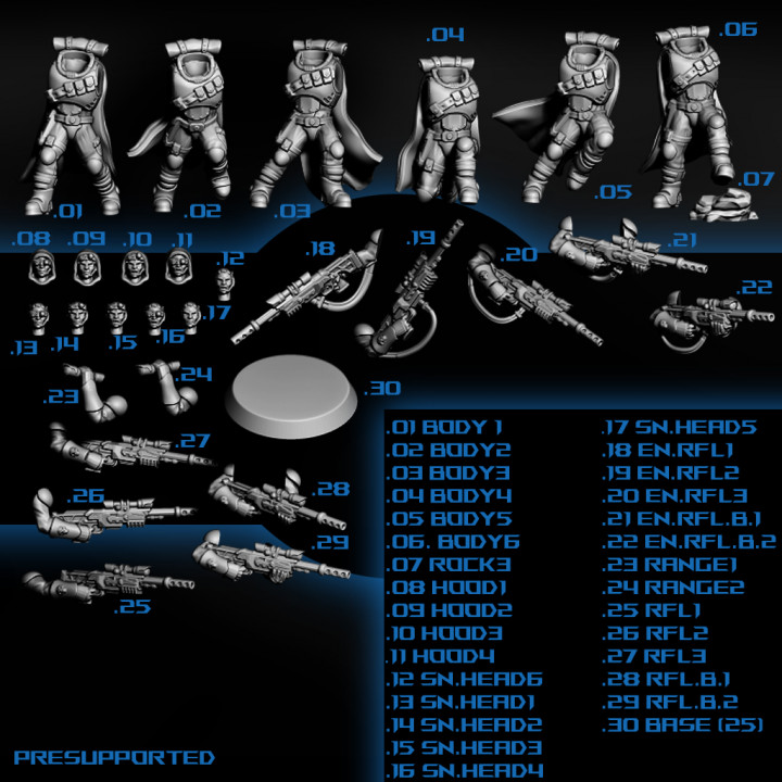 SNIPER - LIGHT SCOUT SQUAD KIT - SPACE SOLDIERS MODULAR KIT [PRESUPPORTED] image