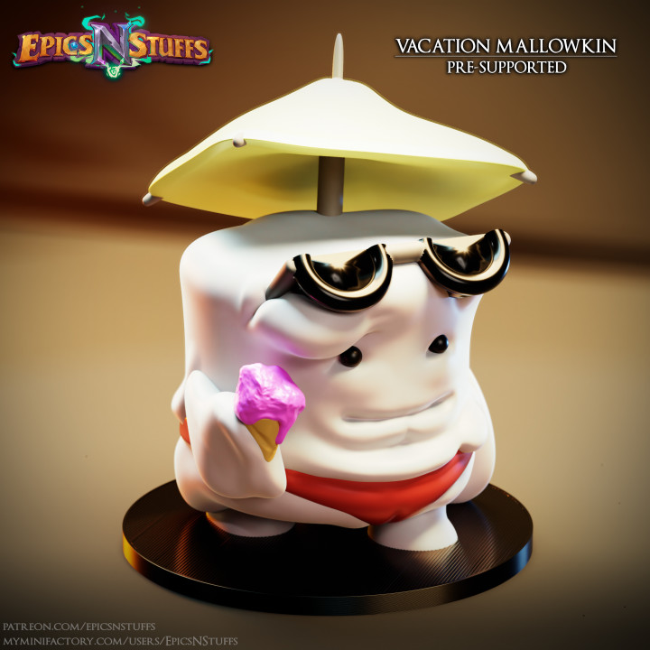 Vacation Mallowkin Miniature, Pre-Supported