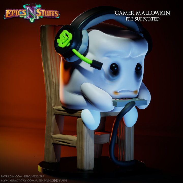 Gamer Mallowkin Miniature, Pre-Supported image