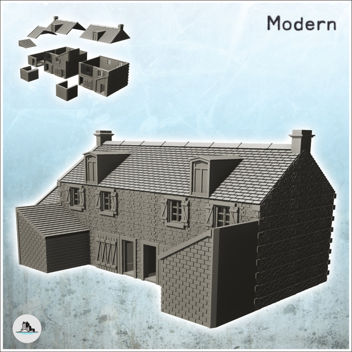 3D Printable Pegasus Bridge buildings (Normandy 44) pack No. 1 - World War Two Second WWII ...