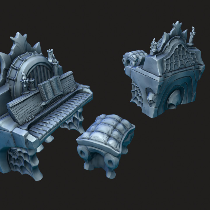 Piano, fantasy gothic style