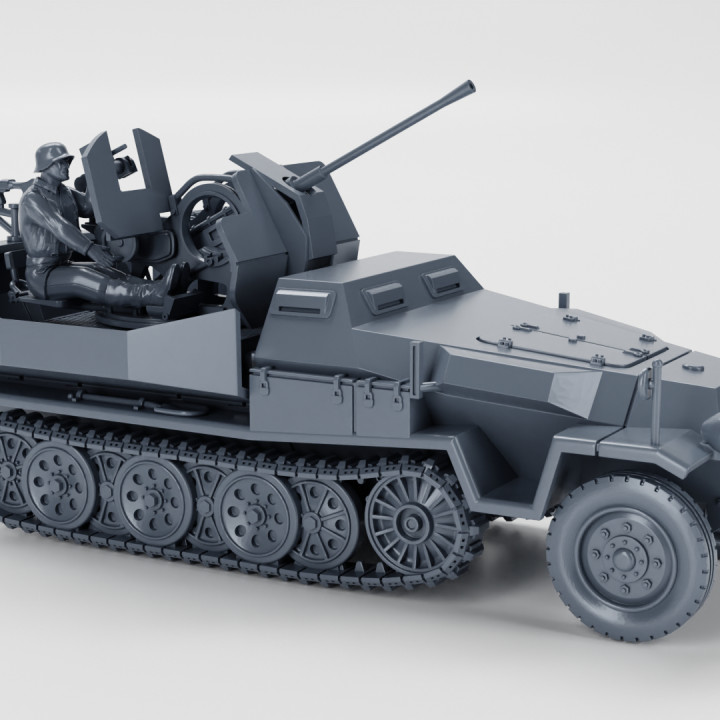 D Printable Half Track Sd Kfz Ausf C With Cm Flak Crewmen