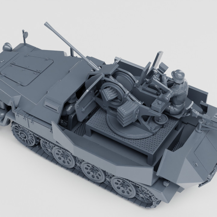 D Printable Half Track Sd Kfz Ausf C With Cm Flak Crewmen Germany Ww By Wargame D