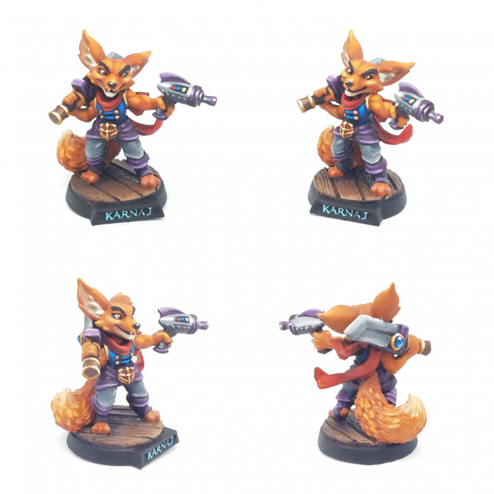 Fox-Kin Rogue Fighter - Karnaj the Kitsune / Fennik / Foxfolk Pirate( Vulpera / Kitsune / Foxfolk with sword and pistol ) image