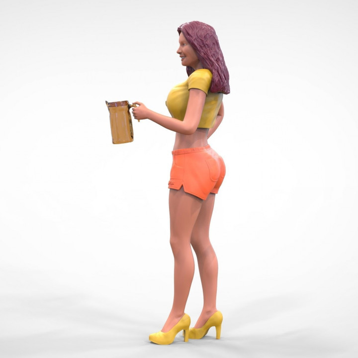 N6 Hooter waitress with beer 3D print model image