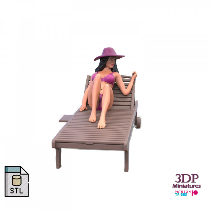 N3 Chillout woman Sunbathing 3D print model