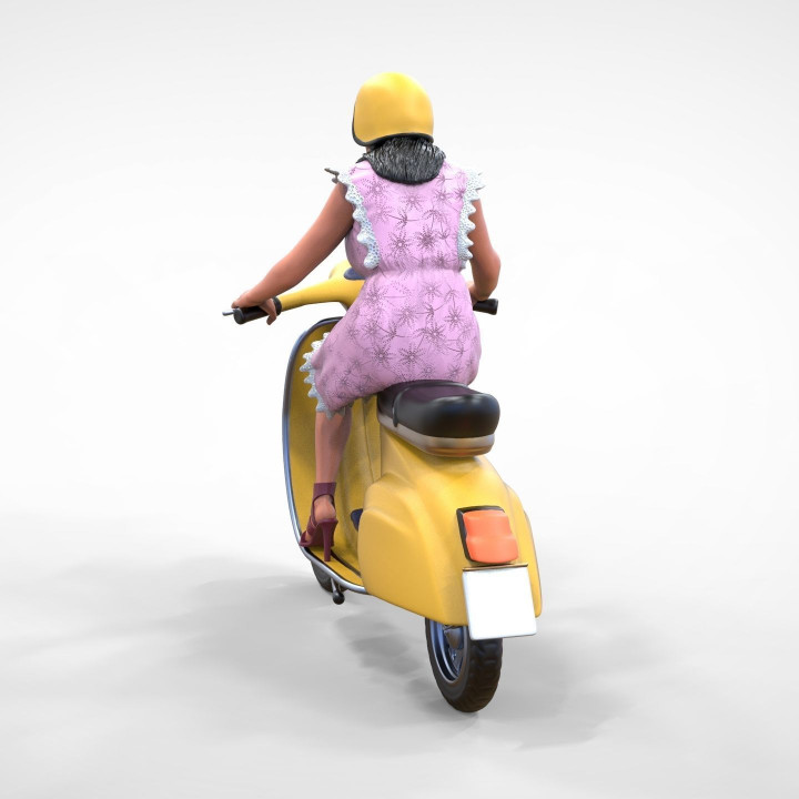 N1 motor rider Woman on the Vespa 3D print model image