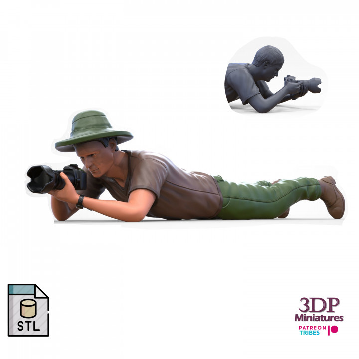 N3 photographer lying down taking photo 3D print model