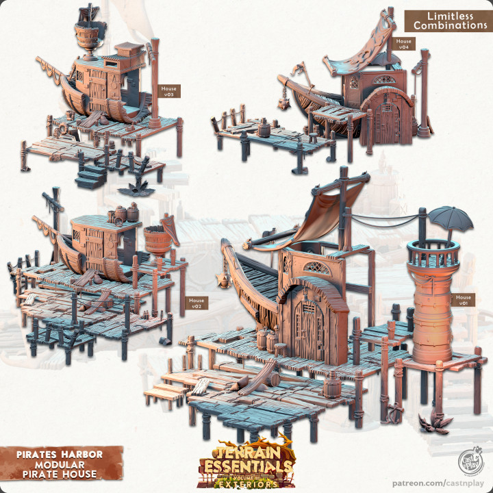 3D Printable Pirate's Harbor Set (PreSupported) Terrain Essentials