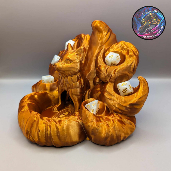 3D Printable Kitsune Dice Tower and Dice Holder by Kirsten M