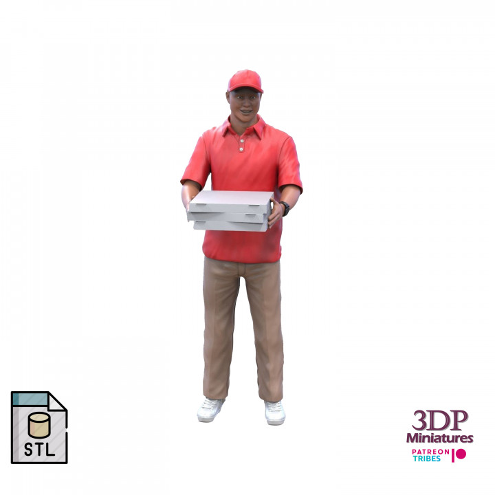 Pizza delivery with box or construction worker 3D print model