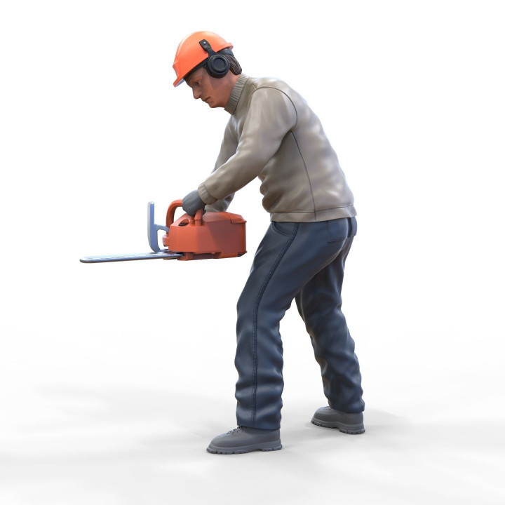 A person with a chainsaw 3D print model image