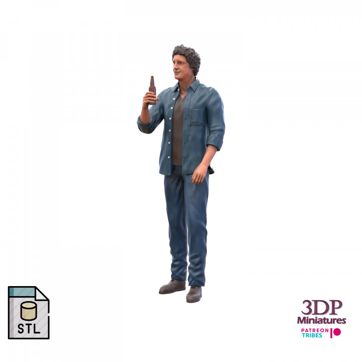 N3 A Man Drinking with a bottle or construction worker 3D print model image