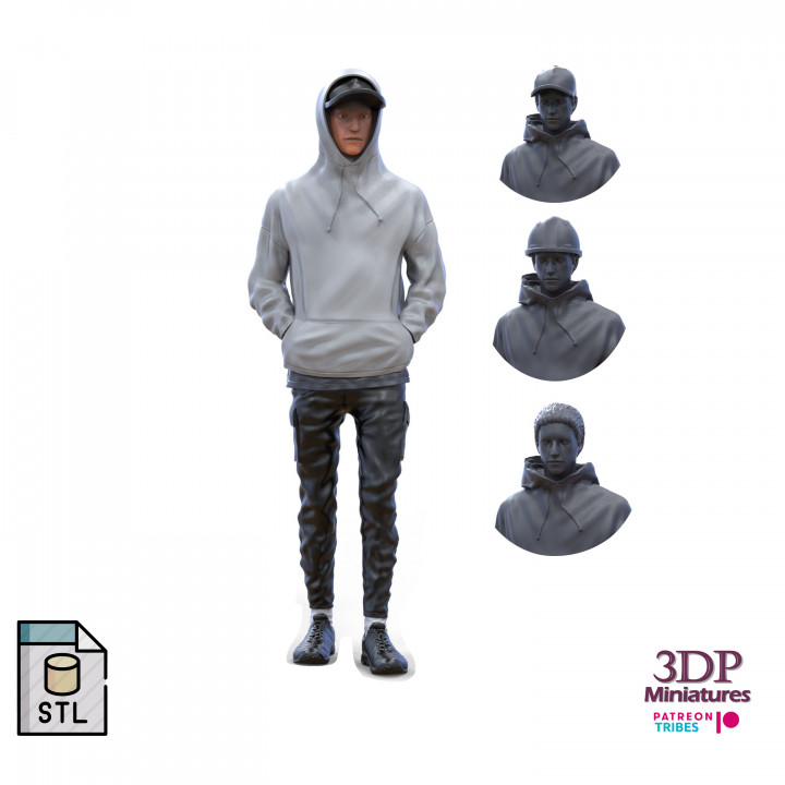 Standing Hoodie guy 3D print model image