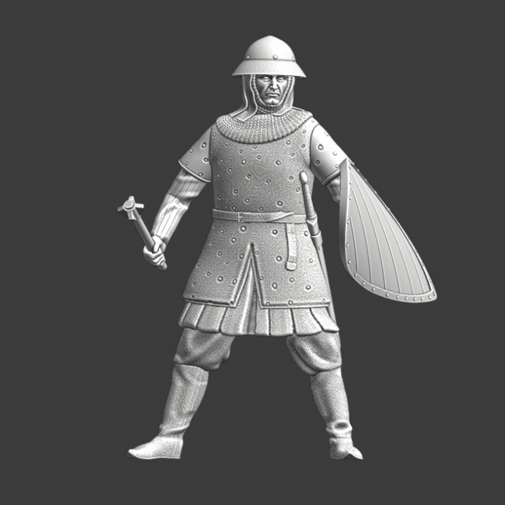 Medieval Byzantine infantryman with mace image