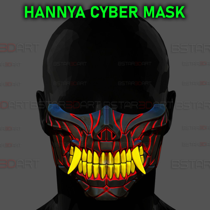 Hannya Cyber Half Mask - Halloween Cosplay