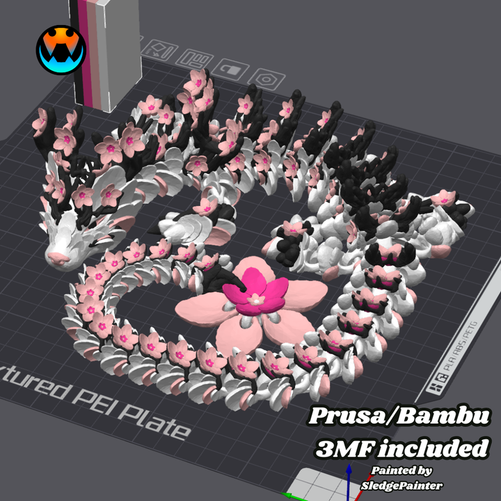 3D Printable Cherry Blossom Dragon by Cinderwing3D