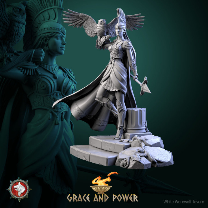 Athena 32mm and 75mm heroic miniature pre-supported image