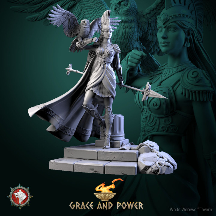 Athena 32mm and 75mm heroic miniature pre-supported image