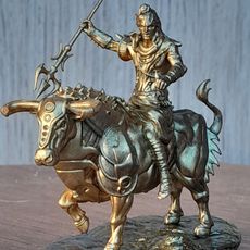 Picture of print of Shiva in Battle mounted on an Armoured Nandi