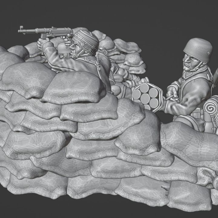 28mm Fallschirmjager in fortified sandbag position image