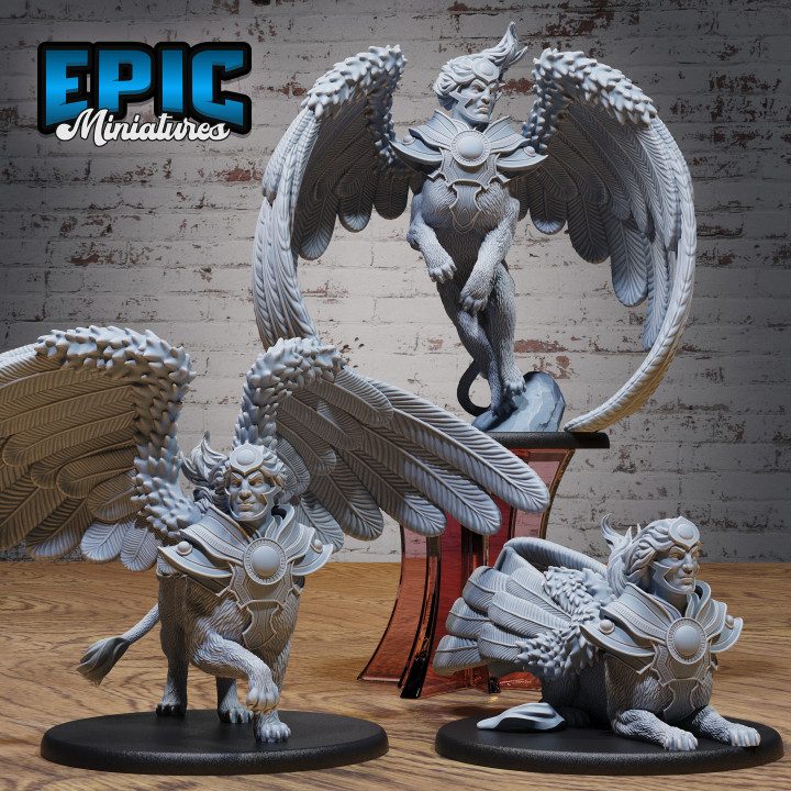 Sphinx Prime Set / Egyptian Creature / Winged Desert Lion / Armored Sand Humanoid Hybrid / Statue Beast / Royal Guard