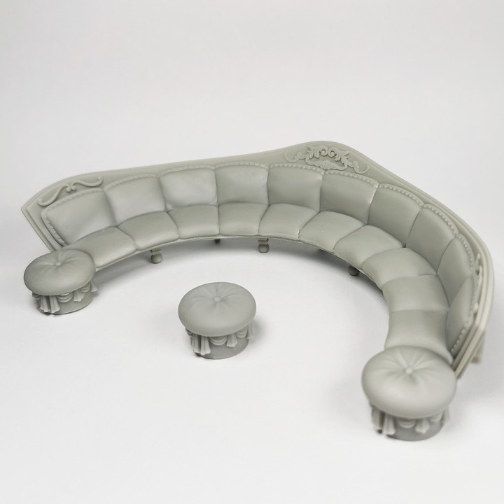 Luxury Lounge Couch With Footstool | RPG Scatter Scenery For TTRPGs And Wargames image