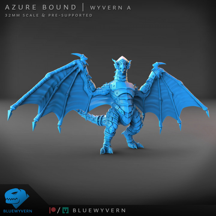 3D Printable Azure Bound - Wyvern B By BlueWyvern