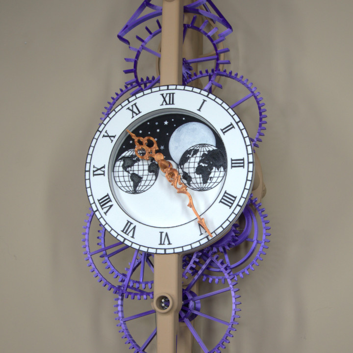 3D Printable Large Moon Phase Clock by Steve Peterson