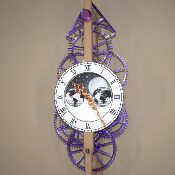 3D Printable Large Moon Phase Clock by Steve Peterson