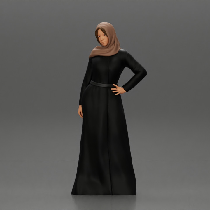 Arabic woman in Hijab Abaya Dress posing image